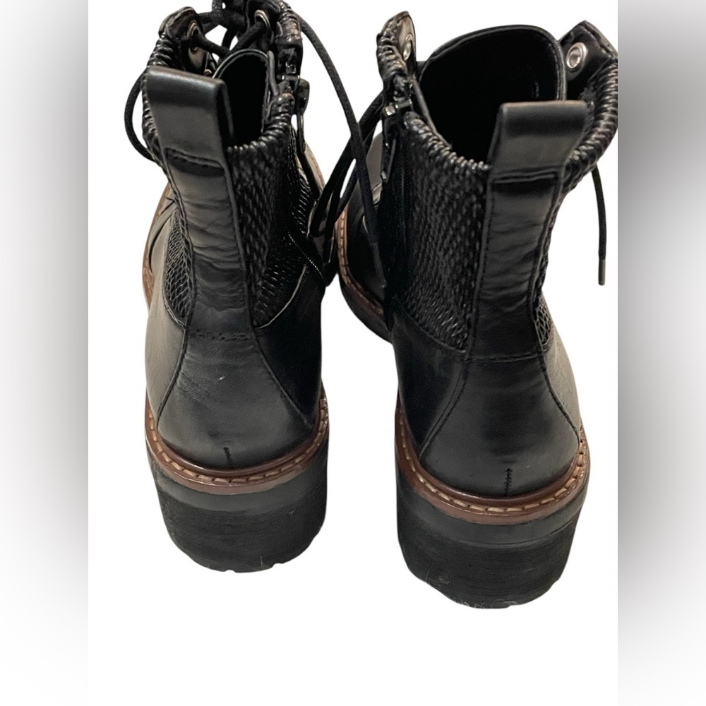 Alex Marie Avelli Leather Lace Up Combat Booties Lugsole Block‎ Heel Size 6 - Picture 8 of 11